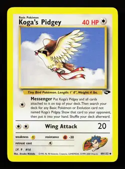 Koga's Pidgey 49/132 Unlimited Uncommon Gym Challenge Pokemon Card - Image 1