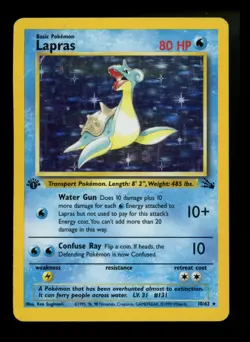 #3 1st Edition Lapras 10/62 Fossil 1999 Holo Rare WOTC Pokemon Card TCG - Image 1
