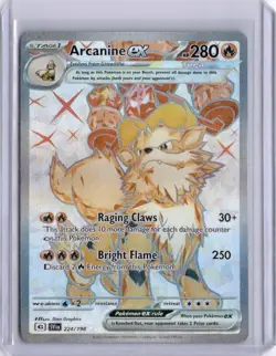 Arcanine EX 2023 Scarlet & Violet #224/198 Holo Ultra Rare Card Pokemon TCG - Image 1