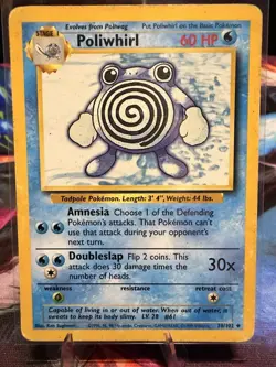 Pokemon Poliwhirl 60HP Base Set 038/102 Uncommon Stage 1 Regular English Card - Image 1