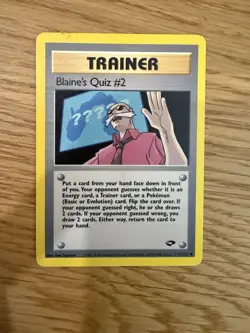 Pokemon TCG Blaine’s Quiz #2 111/132 Gym Challenge WOTC Vintage Trainer Card - Image 1