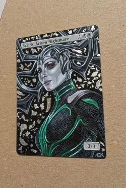 Hela Braids, Arisen Nightmare - Altered Art Mtg Hand Painted EDH - Image 2
