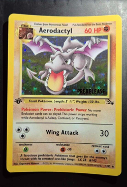 USA 1999 Pokemon Fossil 1st Edition Prerelease Aerodactyl Holo 1/62 - Image 1
