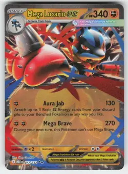 Mega Lucario ex 077/132 Double Rare Mega Evolution Pokemon Near Mint - Image 1