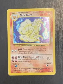 1999 Pokemon Vintage Ninetails Card Rare Base Set 12/102 Holo Damaged/HP - Image 1