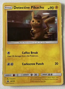 2019 Pokemon Detective Pikachu Holo Black Star Promo Card #SM190 Moderate Play - Image 1