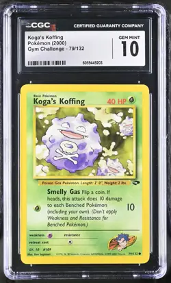 CGC 10 Koga's Koffing 79/132 Gym Challenge 2000 Pokemon Card - Image 1