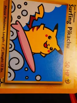 MP Pokemon SURFING PIKACHU Card BLACK STAR PROMO Set #28 WOTC League Non-Holo - Image 3