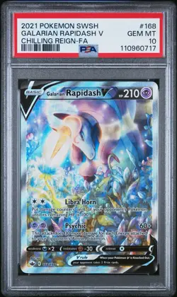 2021 Pokemon Galarian Rapidash V 168 Full Alt Art Chilling Reign PSA 10 Gem Mint - Image 1