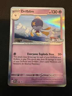 Pokemon TCG Drifblim 135 STAFF Stamp Stellar Crown Promo NM - Image 1