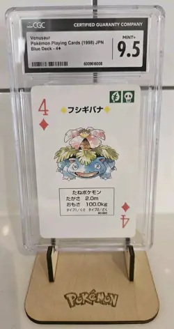Venusaur 1996 Japanese Pokemon Poker Blue Deck 4 of Diamonds CGC 9.5 not PSA BGS - Image 1
