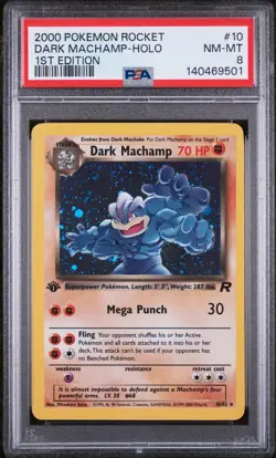 Dark Machamp-Holo 1st Edition Pokemon Rocket 10/82 PSA 8 - Image 1