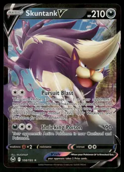 Skuntank V 108/195 Ultra Rare Holo NM Pokemon SWSH12: Silver Tempest - Image 1