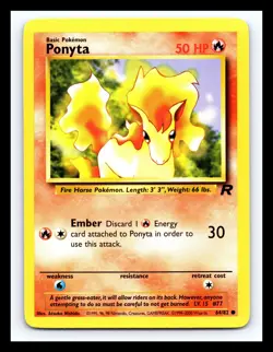 💥 PONYTA Pokemon TCG 2000 Team Rocket Set Non HOLO # 64/82 - Image 1