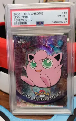 2000 Topps Chrome Pokemon TV Jigglypuff Spectra No. 39 PSA 8 - Image 1
