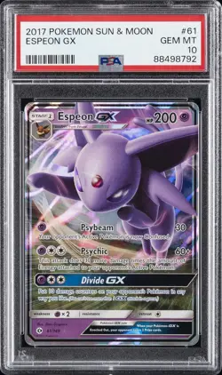 2017 POKEMON SUN & MOON #61 ESPEON GX PSA 10 - Image 1