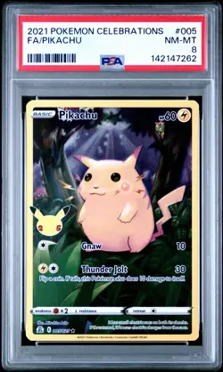 2021 POKEMON CELEBRATIONS #005 FULL ART/PIKACHU PSA 8 - Image 1