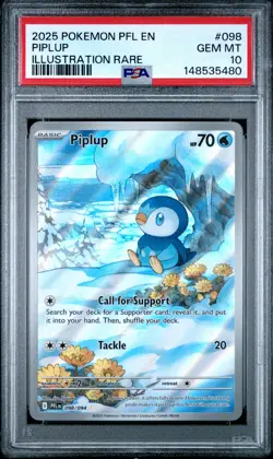 2025 POKEMON PFL EN-PHANTASMAL FLAMES ILLUSTRATION RARE #098 PIPLUP PSA 10 - Image 1