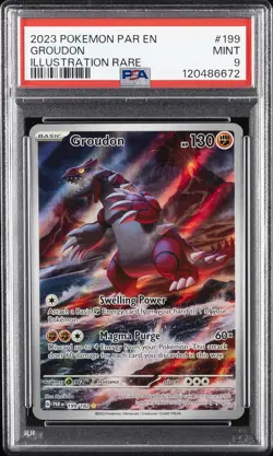 2023 POKEMON PAR EN-PARADOX RIFT ILLUSTRATION RARE #199 GROUDON PSA 9 - Image 1