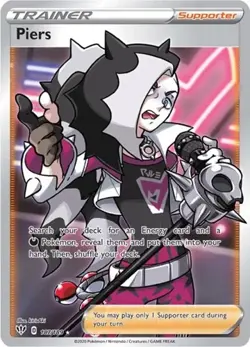 Piers (Full Art, #187/189) - Holofoil SWSH - Darkness Ablaze NM Pokemon - Image 1