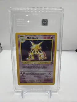 Pokemon TCG 2000 Base 2 Set Alakazam 1/130 Holo Rare TAG 8.5 NM-MT - Image 1