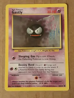 Pokemon Gastly 50/102 Base Set Unlimited NM See Pictures - Image 1