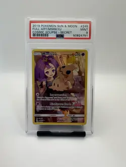 2019 POKEMON SUN & MOON COSMIC ECLIPSE SECRET #245 FULL ART/MIMIKYU PSA 9 - Image 1