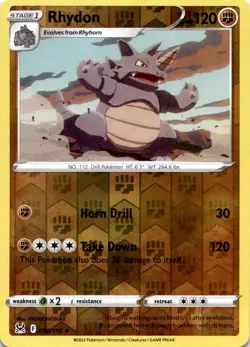 RHYDON 090/196 UC LOST ORIGIN POKEMON REVERSE HOLO MP - Image 1