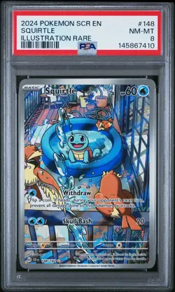 2024 POKEMON SCR EN-STELLAR CROWN ILLUSTRATION RARE #148 SQUIRTLE PSA 8 - Image 1