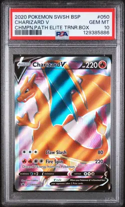 2020 POKEMON CHARIZARD V CHMPN.PATH ETB SWSH BLACK STAR PROMO #050 PSA 10 - Image 1
