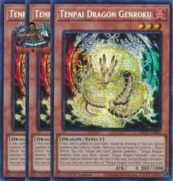 Yugioh! 3x Tenpai Dragon Genroku MP25-EN082 Prismatic Secret Rare 1st Ed NM - Image 1