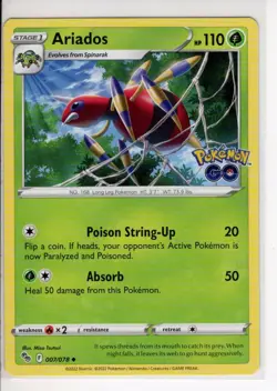 ARIADOS POKEMON GO SET POKEMON CARD 007/078 NM/M - Image 1
