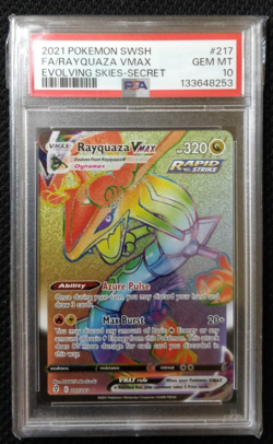 Pokemon TCG Evolving Skies Rayquaza VMAX Rainbow Secret Rare Card 217/203 PSA 10 - Image 1