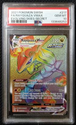 Pokemon TCG Evolving Skies Rayquaza VMAX Rainbow Secret Rare Card 217/203 PSA 10 - Image 3
