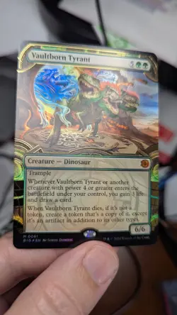 1x Vaultborn Tyrant Showcase Raised Foil NM Big Score Magic MTG Dinosaur EDH x1 - Image 1