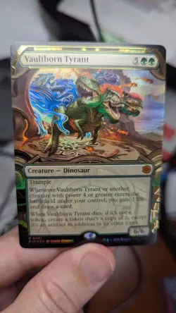 1x Vaultborn Tyrant Showcase Raised Foil NM Big Score Magic MTG Dinosaur EDH x1 - Image 2