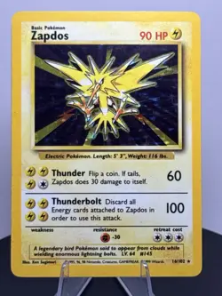 1999 Pokemon Base Set Holo Zapdos 16/102 MP - Image 1