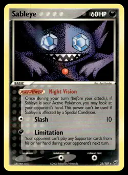 EX-NM Deoxys Sableye Rare 23/107 2005 Pokemon TCG - Image 1