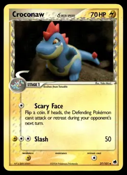 EX-NM Dragon Frontiers Croconaw (Delta Species) Uncommon 27/101 2006 Pokemon TCG - Image 1