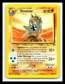 💥 OMASTAR # 43/75 Pokemon 2001 Neo Discovery Unlimited Non Holo Vintage - Image 1