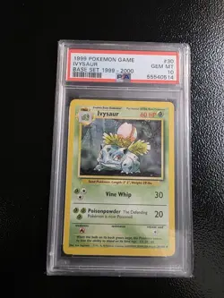 1999 Pokemon Base Set Unlimited #30 Ivysaur Gem Mt PSA 10 - Image 1