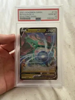 2021 POKEMON SWORD & SHIELD EVOLVING SKIES 110 RAYQUAZA V PSA 10 - Image 1