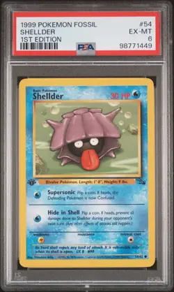 1999 POKEMON FOSSIL 1ST EDITION #54 SHELLDER PSA 6 - Image 1