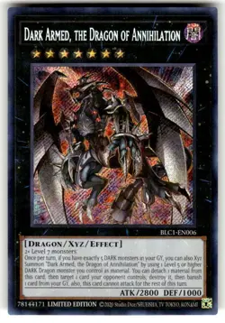 Yugioh Dark Armed, the Dragon of Annihilation BLC1-EN006 Secret Rare NM - Image 1