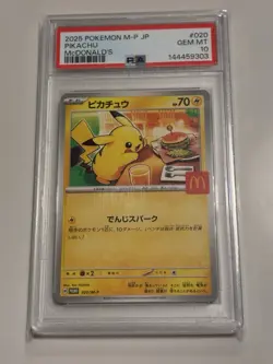 2025 POKEMON JPN M-P PROMO MCDONALD'S #020 PIKACHU PSA 10 GEM MINT BURGERCHU - Image 1