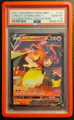 ⭐PSA 10 Lance's Charizard SWSH 133 WITH GUARD⭐Promo Pokemon Celebrations Holo - Image 1