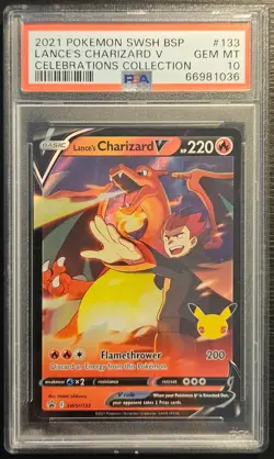 ⭐PSA 10 Lance's Charizard SWSH 133 WITH GUARD⭐Promo Pokemon Celebrations Holo - Image 3