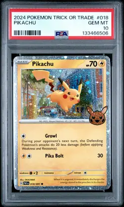 2024 POKEMON TRICK OR TRADE #018 PIKACHU PSA 10 - Image 1