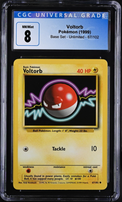 1999 Pokemon Card Voltorb (Voltorb) 67/102 Base Set Unlimited CGC 8 - Image 1