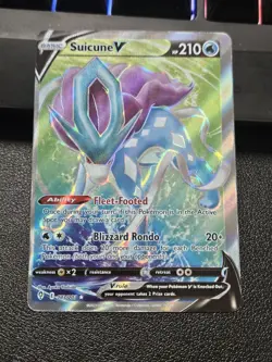 Pokemon TCG Suicune V FULL ART 173/203 Evolving Skies MISCUT Front And Back - Image 1